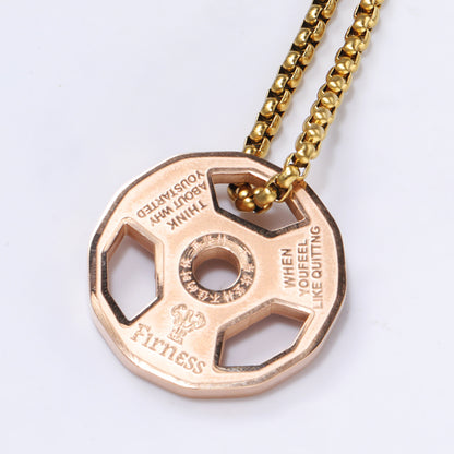 Fashion Barbell Titanium Steel Plating Hollow Out Pendant Necklace 1 Piece