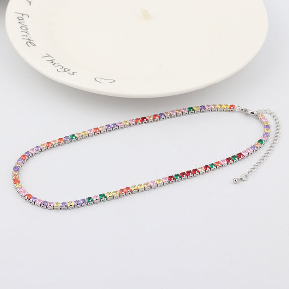 Fashion Geometric Copper Inlay Zircon Necklace 1 Piece