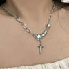 Fashion Star Titanium Steel Plating Opal Necklace 1 Piece