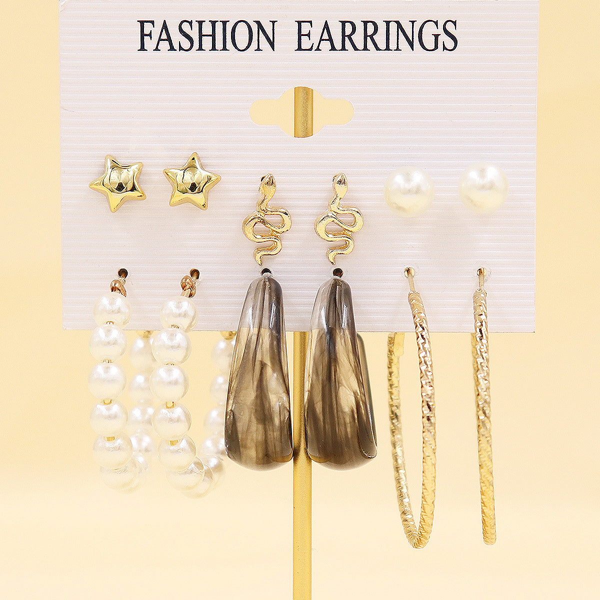Simple Style Geometric Alloy Resin Inlay Artificial Pearls Rhinestones Women's Hoop Earrings 1 Set