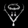 Sweet Water Droplets Tassel Eye Rhinestone Copper Plating Earrings Necklace 2 Piece Set