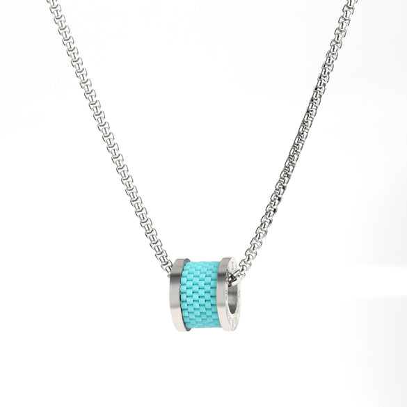 Retro Round Rainbow Titanium Steel Inlay Glass Necklace 1 Piece