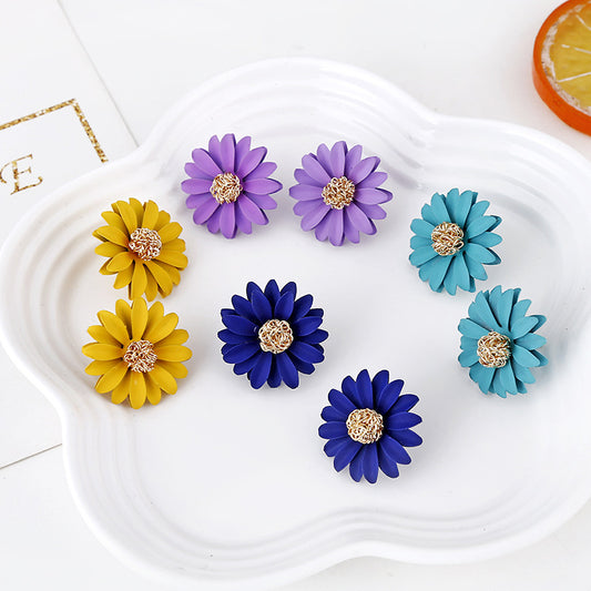 Fashion Little Daisy Multicolor Sun Flower Painted Earrings