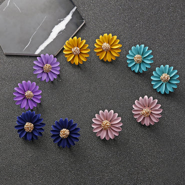 Fashion Little Daisy Multicolor Sun Flower Painted Earrings