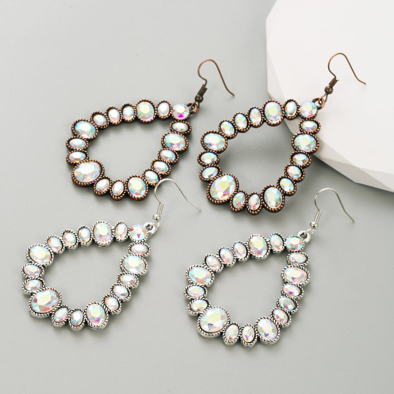 1 Pair Fashion Geometric Plating Alloy Glass Silver Plated Drop Earrings
