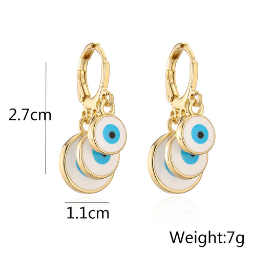 Fashion Devil's Eye Copper Enamel Dangling Earrings 1 Pair