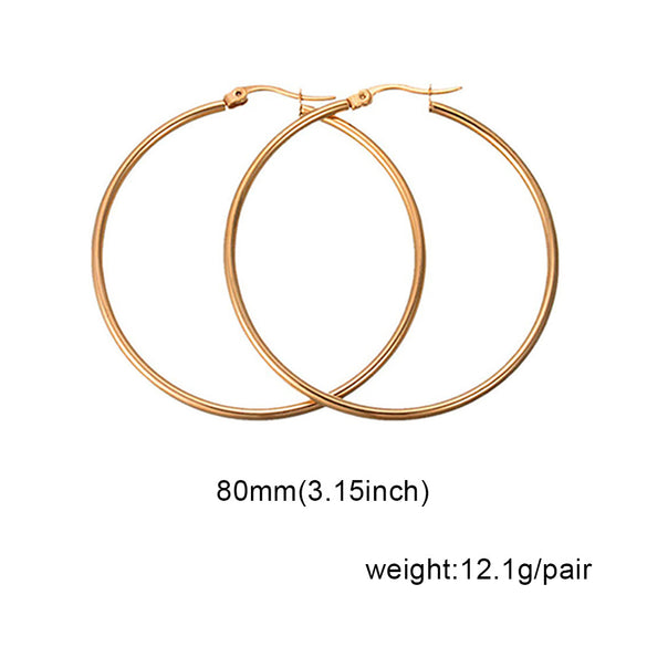 1 Pair Fashion Solid Color Stainless Steel Hoop Earrings