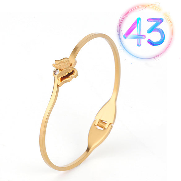 Fashion Geometric Stainless Steel Plating Zircon Bangle