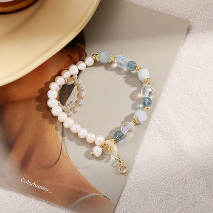Sweet Geometric Artificial Crystal Pearl Beaded Bracelets