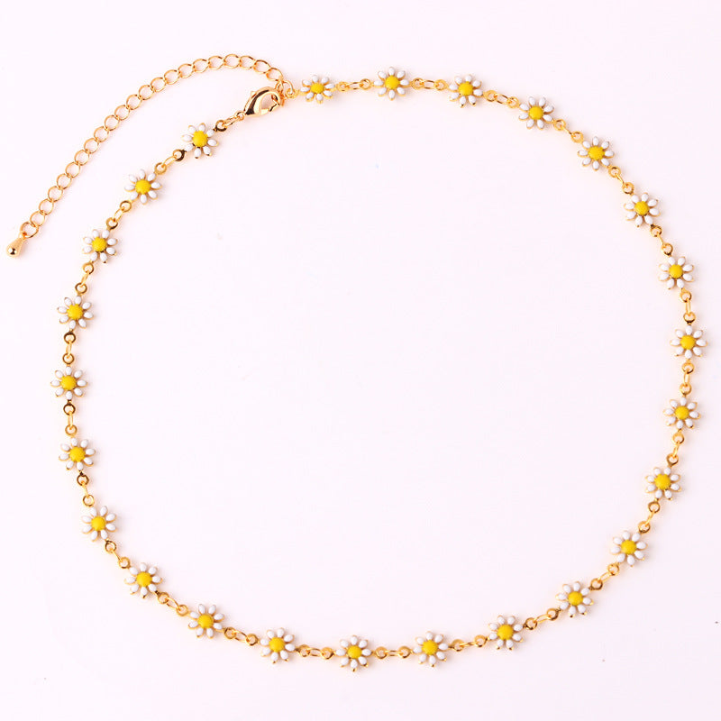 Fashion Flower Brass Gold Plated Necklace In Bulk