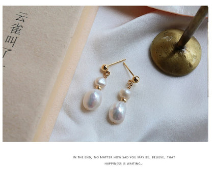 Elegant Geometric Pearl Earrings 1 Pair