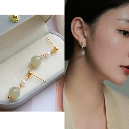 Elegant Geometric Pearl Earrings 1 Pair