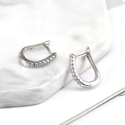 Fashion Geometric Copper Silver Needle Inlay Zircon Earrings 1 Pair