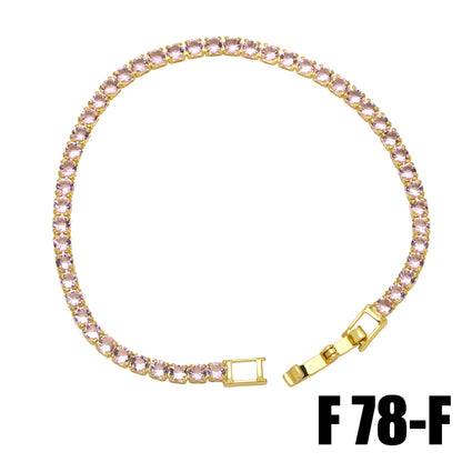 Simple Style Geometric Copper 18k Gold Plated Zircon Bracelets In Bulk