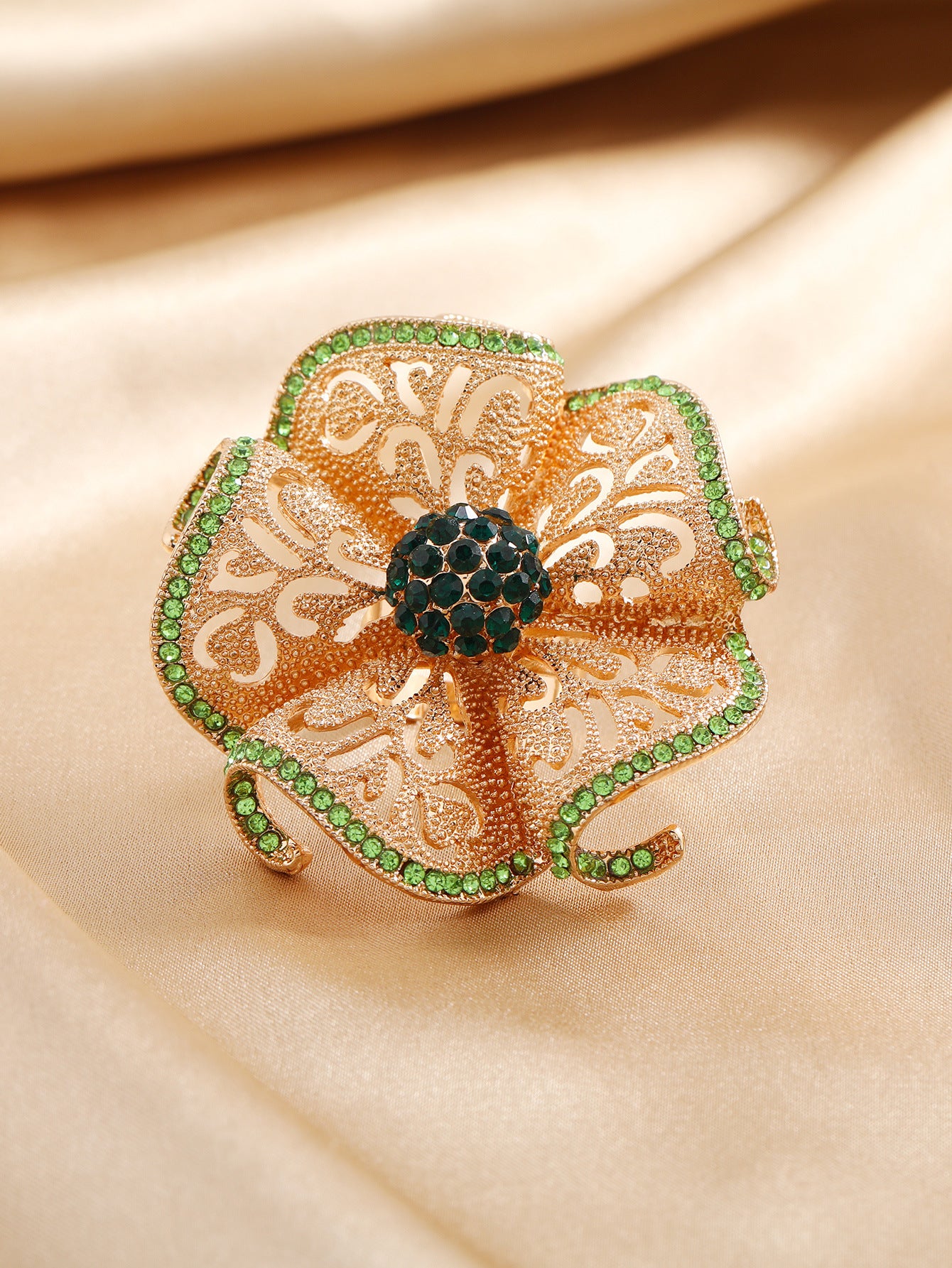 1 Piece Exaggerated Flower Alloy Plating Inlay Artificial Diamond Women's Rings