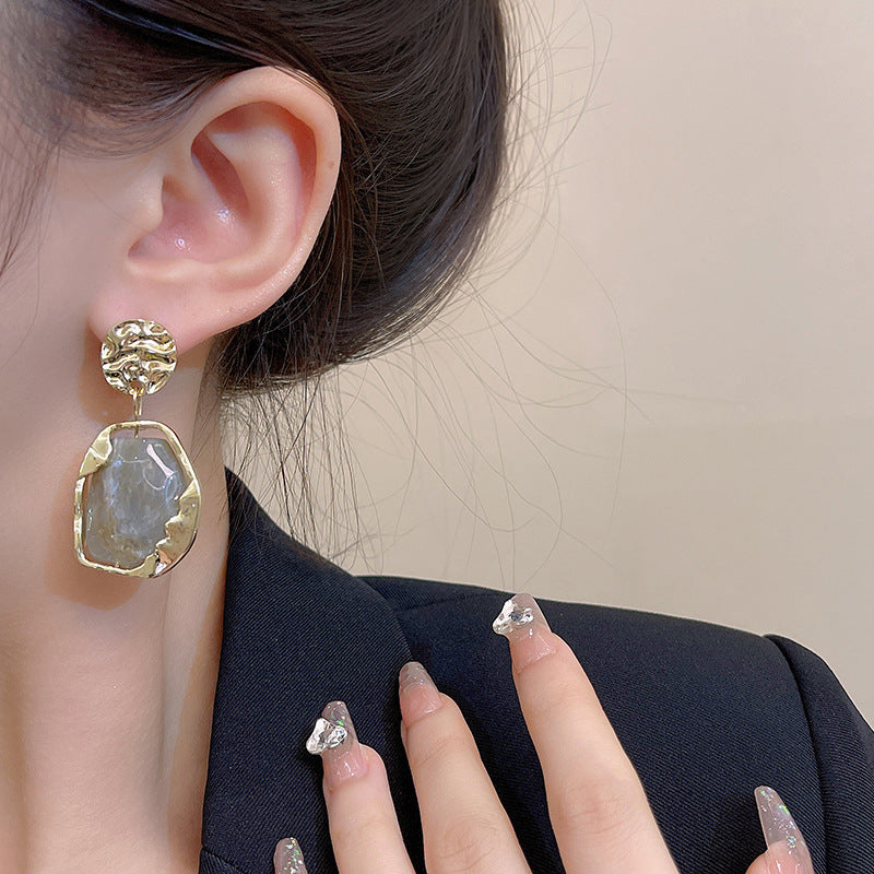 1 Pair Vintage Style Roman Style Geometric Inlay Alloy Artificial Gemstones Drop Earrings
