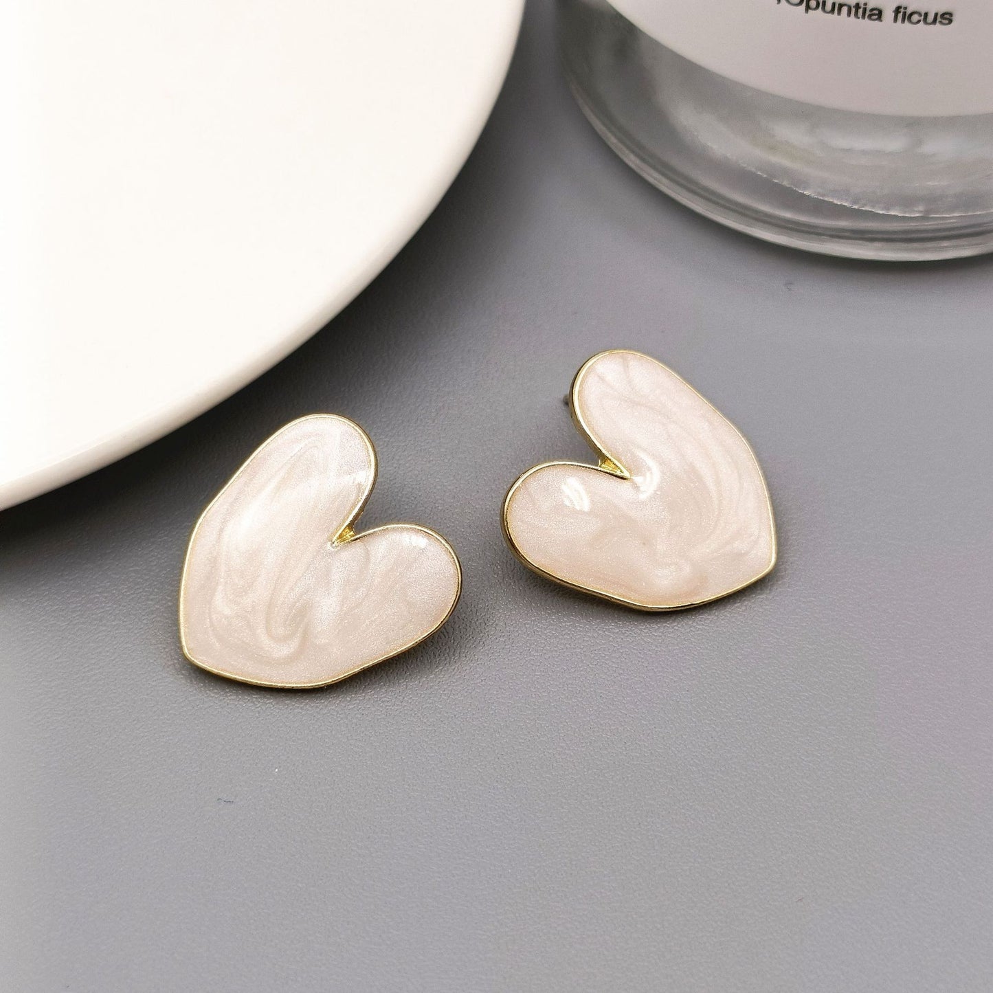 1 Pair Simple Style Heart Shape Alloy Enamel Valentine's Day Women's Ear Studs