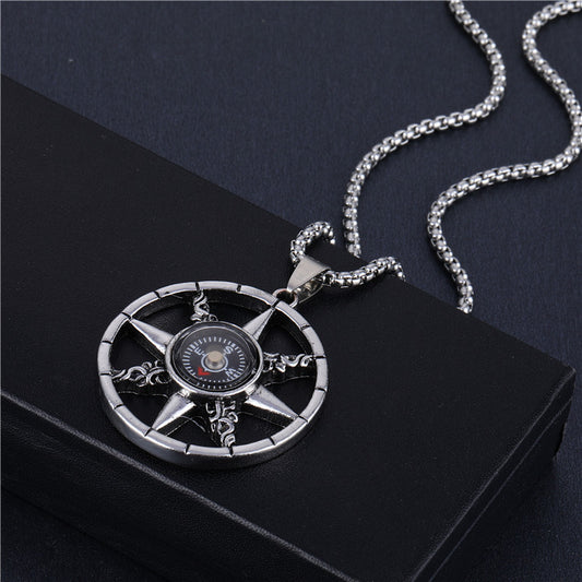 Fashion Pentagram Lion Alloy Titanium Steel Stoving Varnish Pendant Necklace 1 Piece