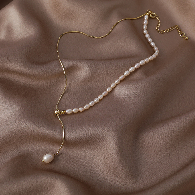 Elegant Geometric Pearl Copper Plating Pendant Necklace