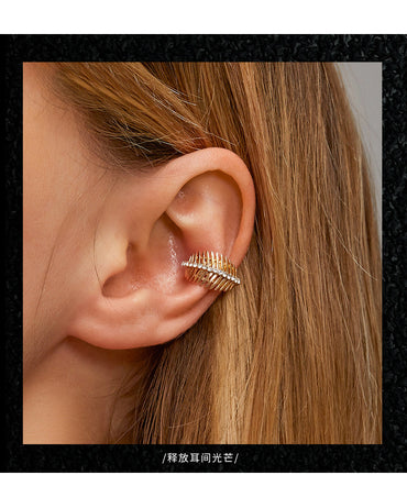 Ear Clip Earrings Retro C-shaped Ear Clip Personality Leaves Painless Ear Bone Clip Cartilage U-shaped Earrings