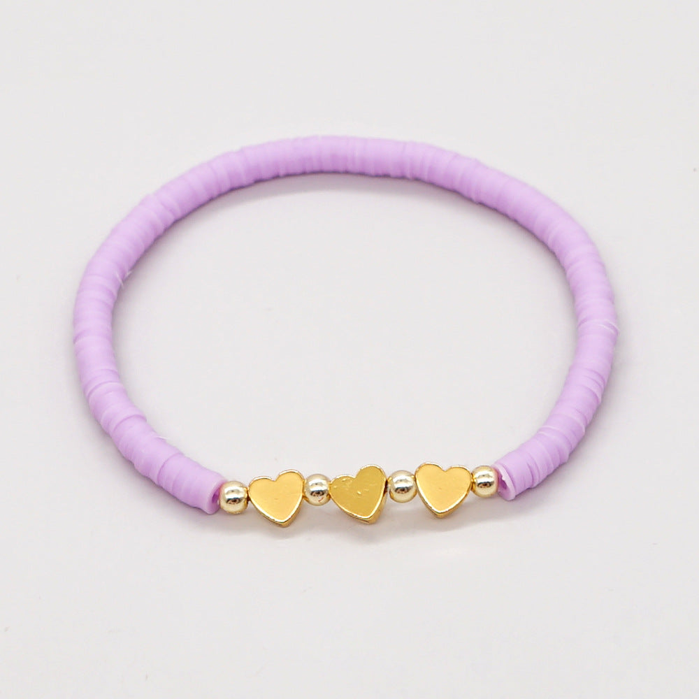 1 Piece Fashion Heart Shape Soft Clay Handmade Unisex Bracelets