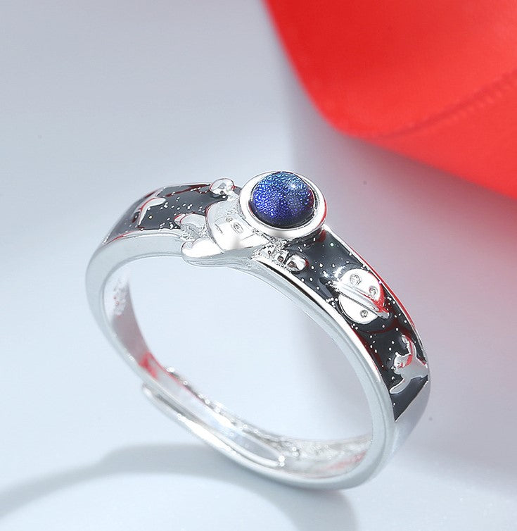 Fashion Astronaut Copper Inlay Artificial Gemstones Rings 1 Piece