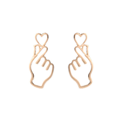 1 Pair Simple Style Gesture Heart Shape Alloy Plating Women's Drop Earrings