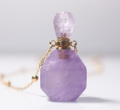 Ethnic Style Perfume Bottle Crystal Metal Pendant Necklace 1 Piece