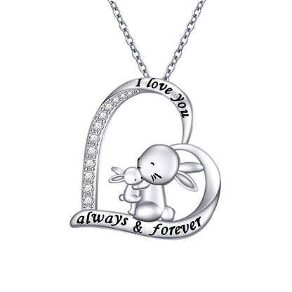 Fashion Mama Rabbit Letter Heart Shape Alloy Inlay Rhinestones Mother's Day Women's Necklace