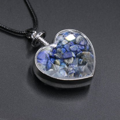 Sweet Heart Shape Natural Crystal Turquoise Obsidian Pendant Necklace 1 Piece