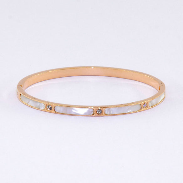 Elegant Geometric Titanium Steel Plating Shell Bangle