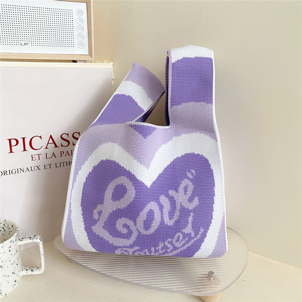 Women's Small All Seasons Polyester Letter Heart Shape Cute Square Open Handbag