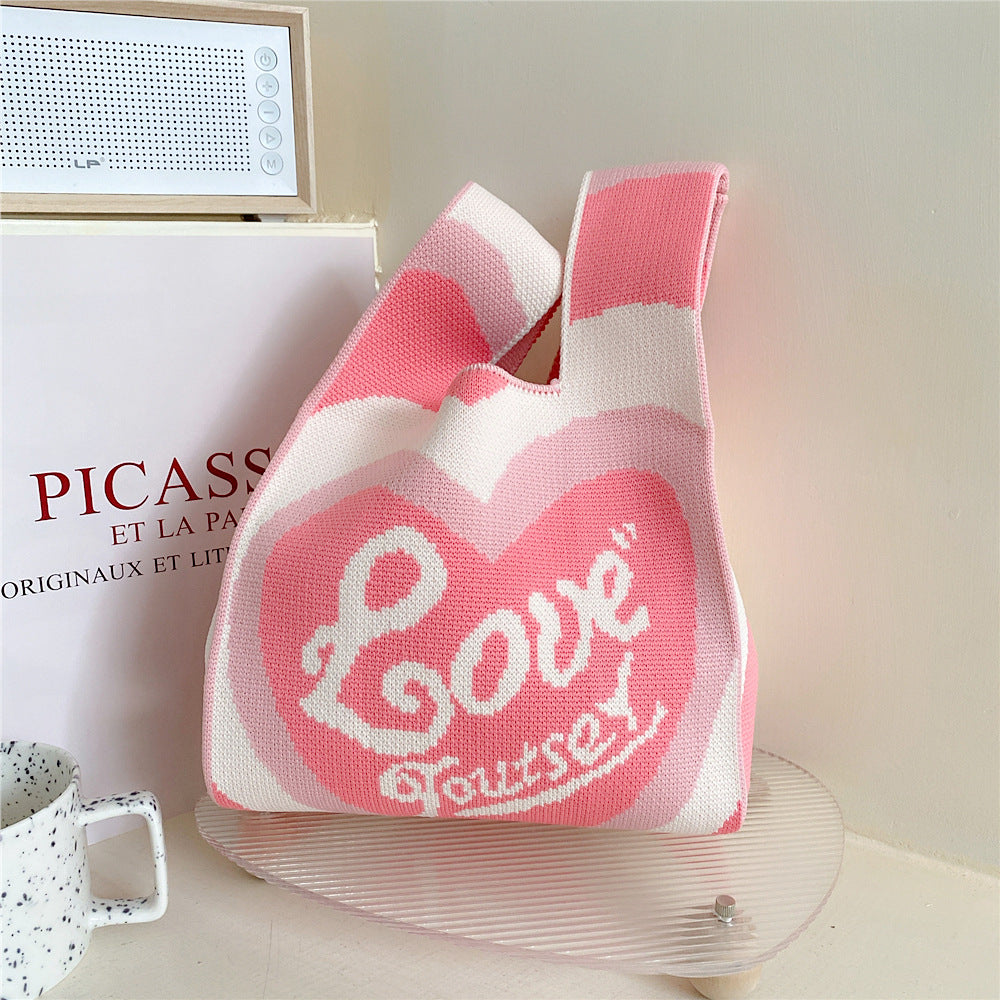 Women's Small All Seasons Polyester Letter Heart Shape Cute Square Open Handbag