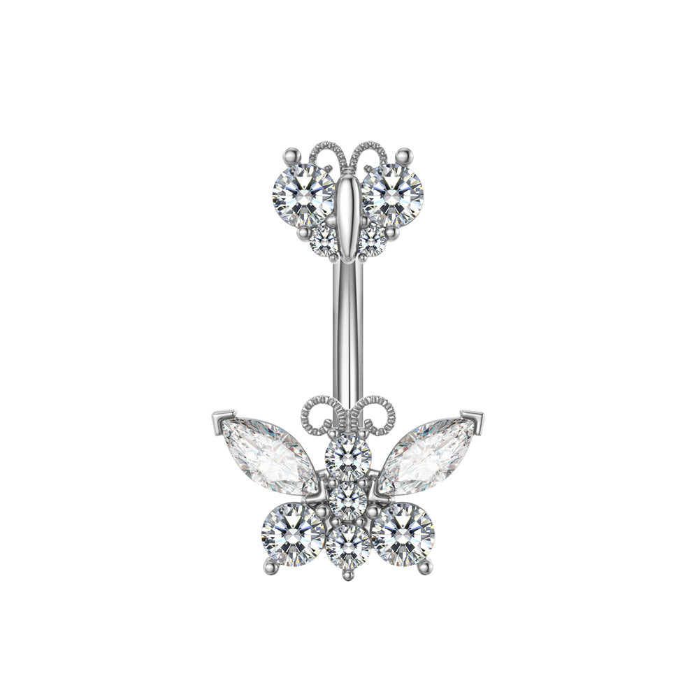 Fashion Butterfly Copper Plating Zircon Belly Ring 1 Piece