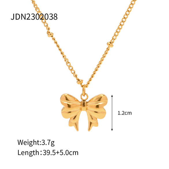 Stainless Steel 18K Gold Plated Simple Style Classic Style Butterfly Plating Pendant Necklace