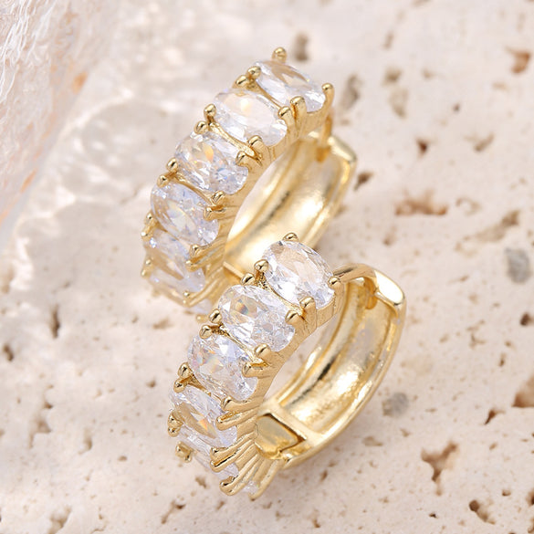 1 Pair Fashion Geometric Copper Inlaid Zircon Earrings