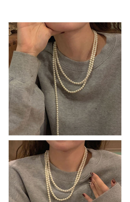 1 Piece Simple Style Solid Color Freshwater Pearl Beaded Layered Necklaces