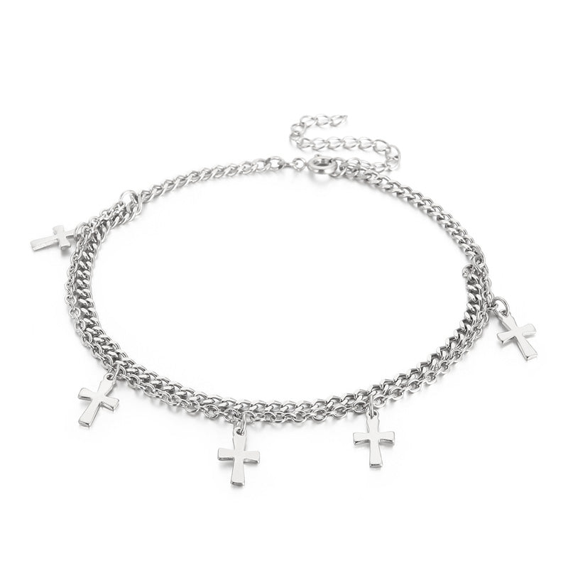 1 Piece Fashion Cross Titanium Steel Plating 18k Gold Plated Women's Anklet