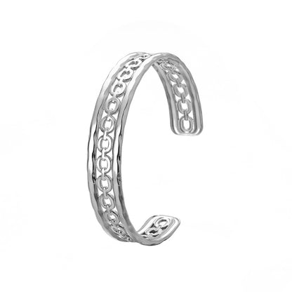 1 Piece Simple Style Square Leaves Heart Shape Titanium Steel Plating Hollow Out Bangle