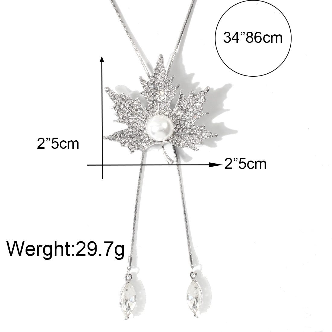 1 Piece Vacation Modern Style Simple Style Maple Leaf Rose Alloy Plating Artificial Rhinestones Women's Pendant Necklace Sweater Chain Necklace