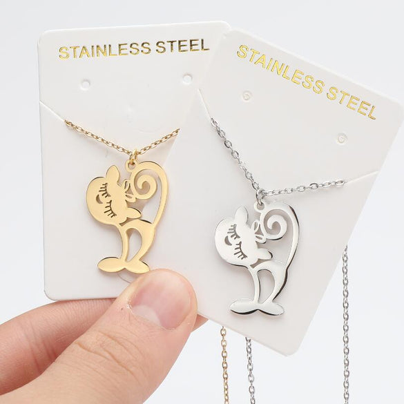 1 Piece Fashion Human Face Letter Moon Titanium Steel Plating Hollow Out Pendant Necklace