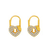 1 Pair Vintage Style Heart Shape Lock Alloy Inlay Zircon 14k Gold Plated Women's Earrings