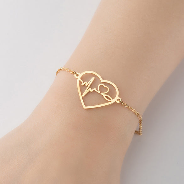 1 Piece Fashion Palm Heart Shape Titanium Steel Bracelets