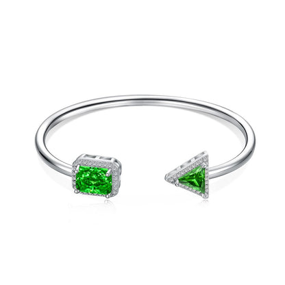 Simple Style Round Sterling Silver Inlay Zircon Bangle 1 Piece