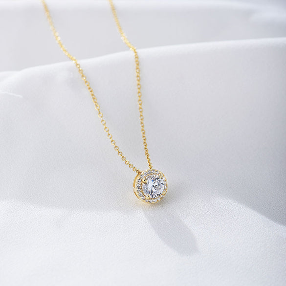 Fashion Round Sterling Silver Plating Zircon Pendant Necklace