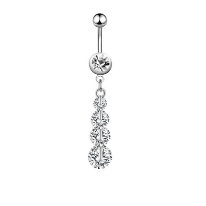 Retro Sexy Tree Crown Butterfly Stainless Steel Inlay Zircon Belly Ring 1 Piece