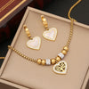 1 Piece 1 Pair Fashion Heart Shape Stainless Steel Plating Necklace