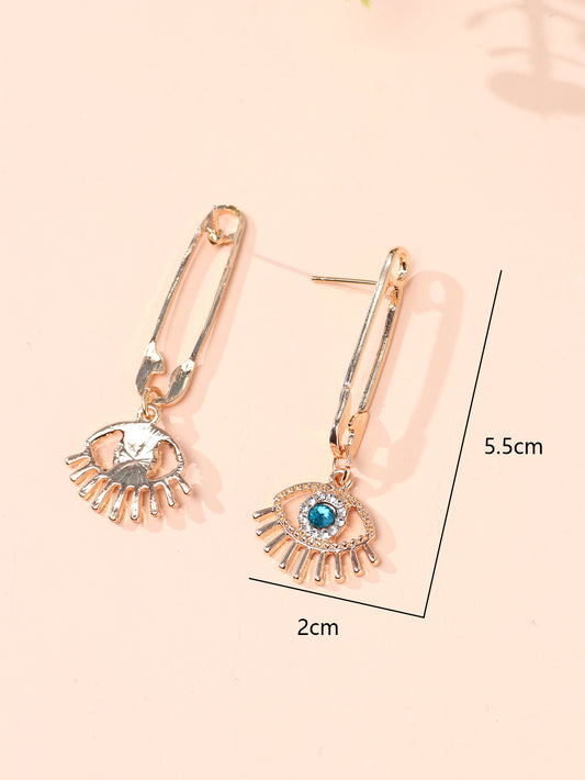 1 Pair Fashion Devil's Eye Alloy Inlay Zircon Gold Plated Women's Drop Earrings