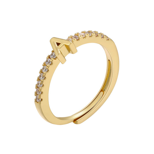 Fashion Letter Copper Plating Zircon Open Ring