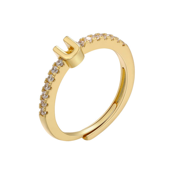 Fashion Letter Copper Plating Zircon Open Ring